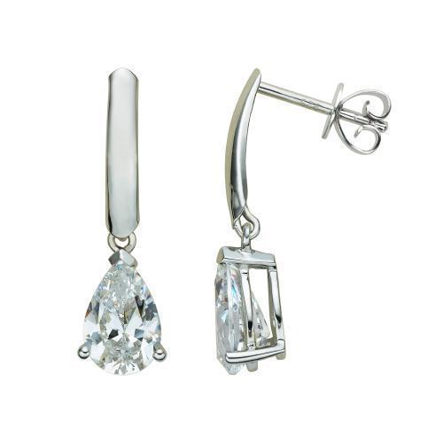 Pear drop earrings with 2.66 carats* of diamond simulants in 10 carat white gold