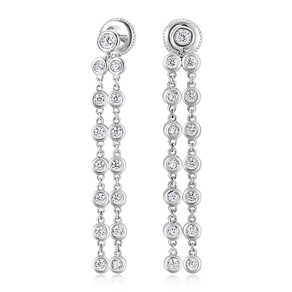 Round Brilliant drop earrings with 1.34 carats* of diamond simulants in sterling silver