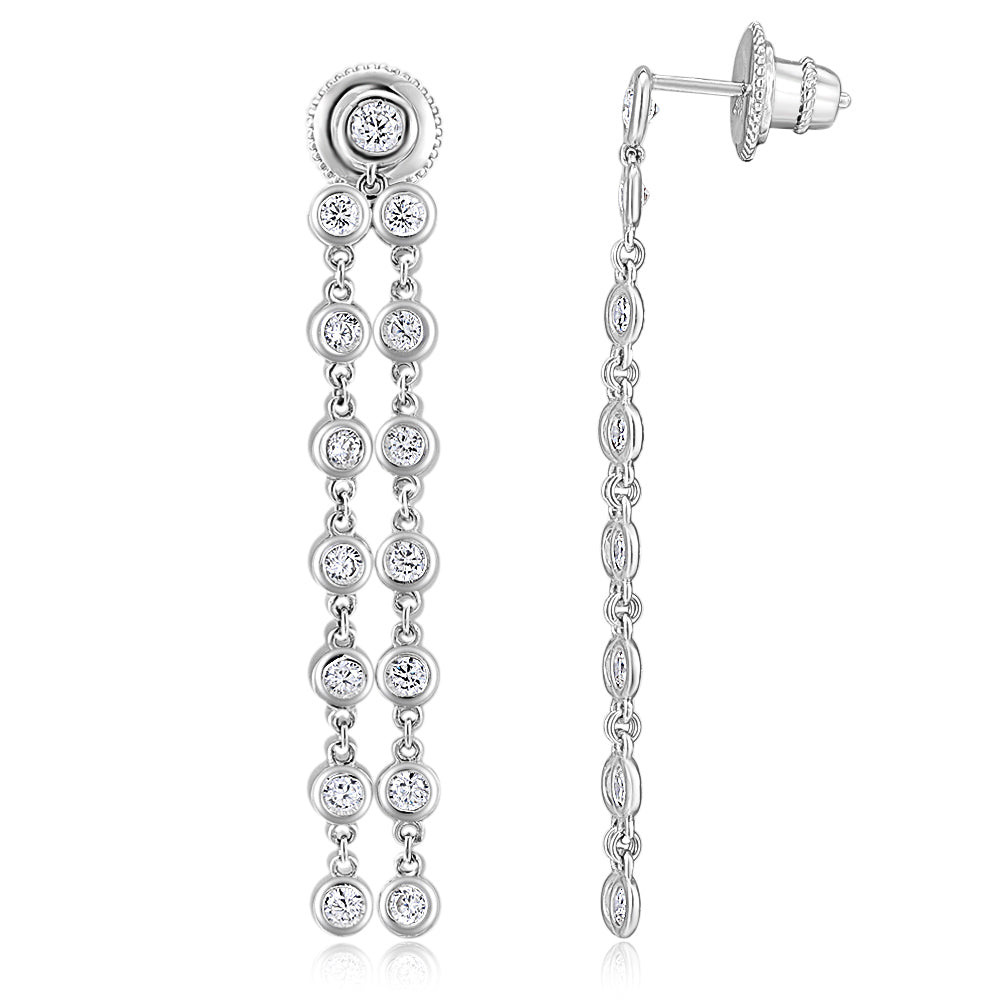 Round Brilliant drop earrings with 1.34 carats* of diamond simulants in sterling silver