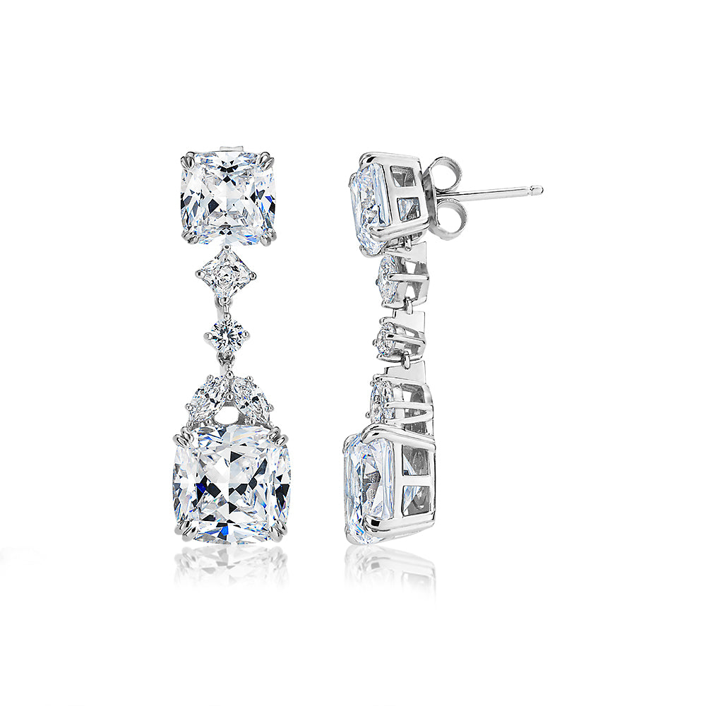 Statement earrings with 13.18 carats* of diamond simulants in sterling silver