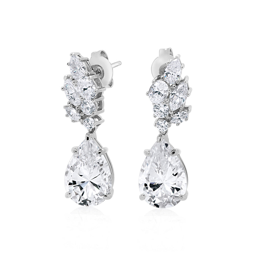 Statement earrings with 7.88 carats* of diamond simulants in sterling silver