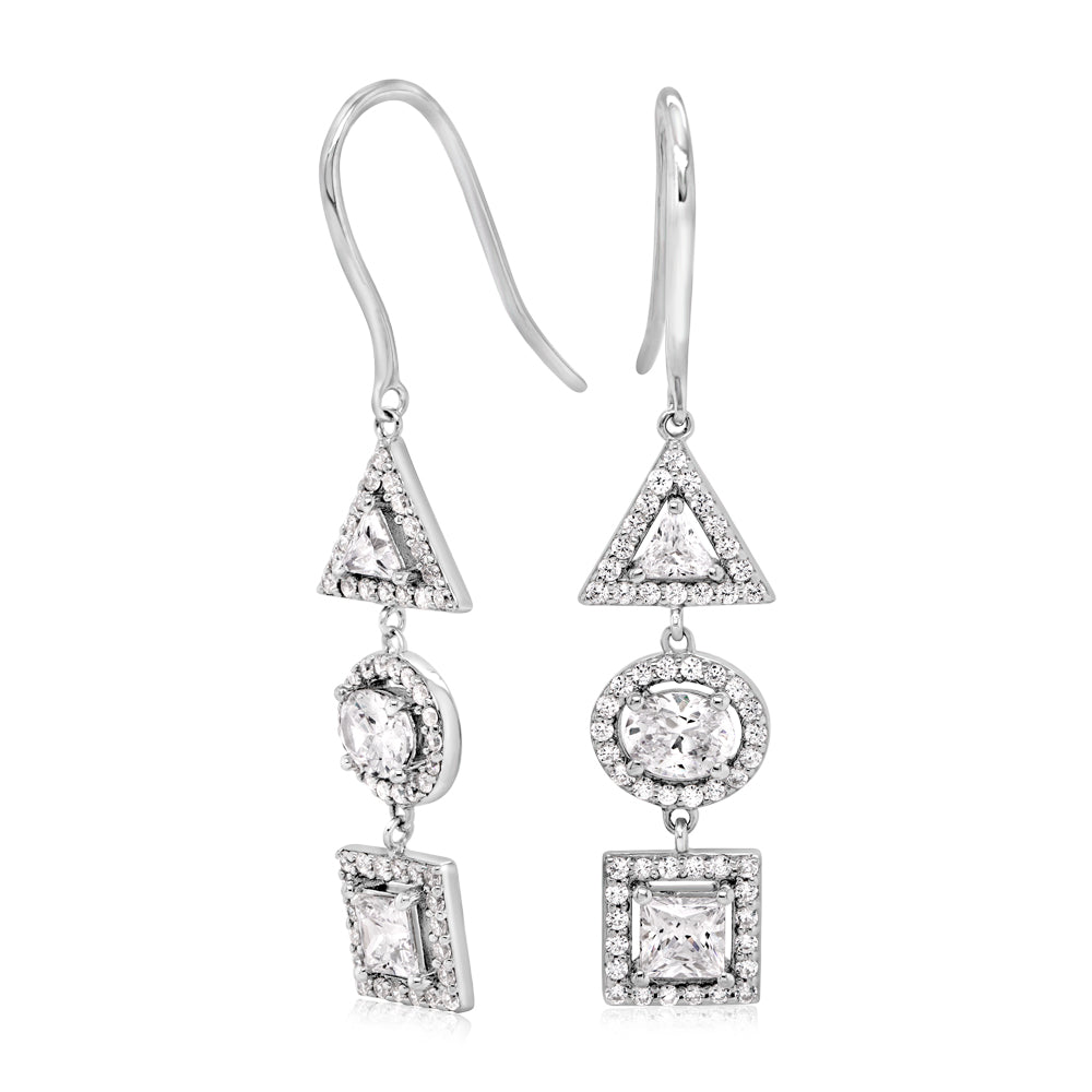 Drop earrings with 2.12 carats* of diamond simulants in sterling silver