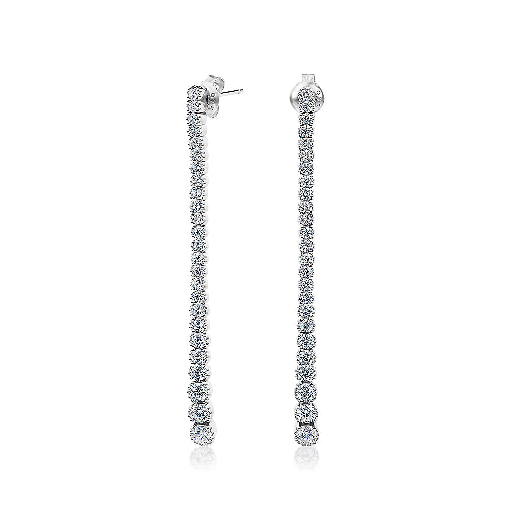 Round Brilliant drop earrings with 2.42 carats* of diamond simulants in sterling silver