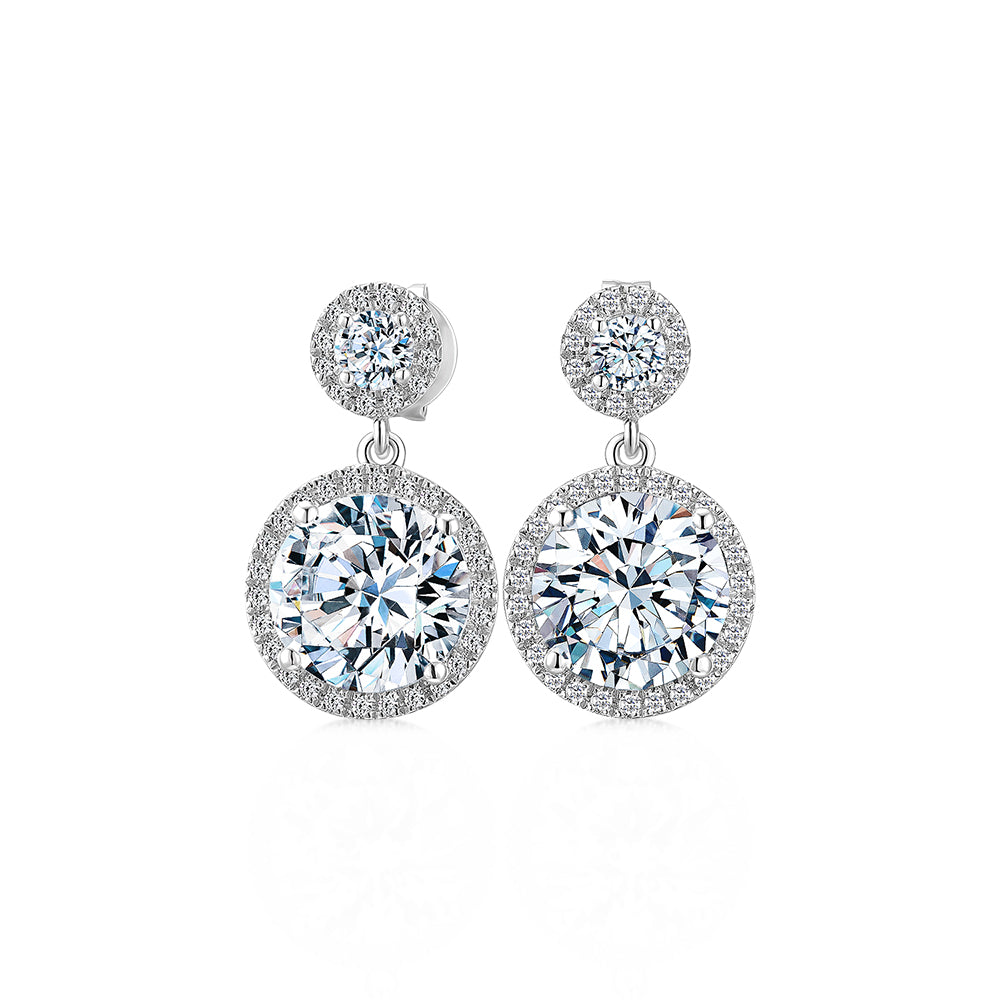 Round Brilliant halo stud earrings with 6.22 carats* of diamond simulants in 10 carat white gold