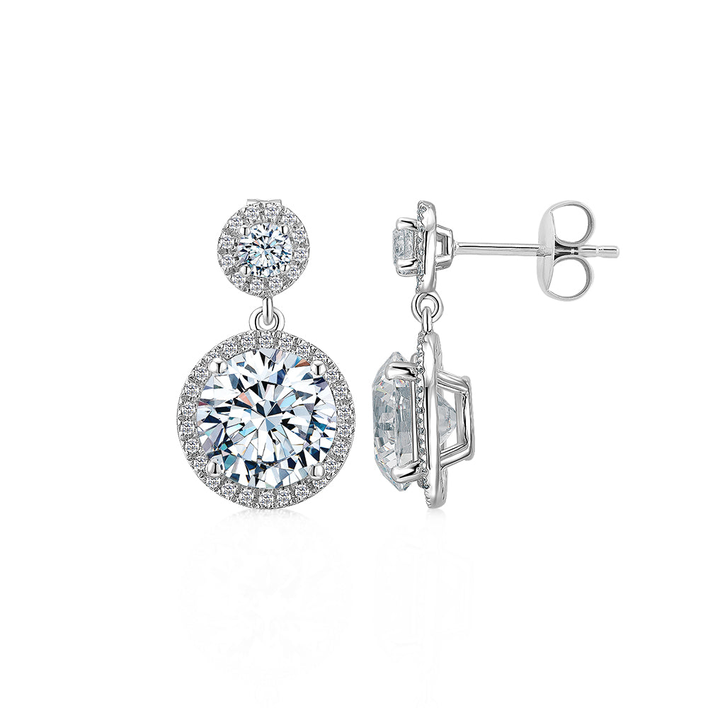 Round Brilliant halo stud earrings with 6.22 carats* of diamond simulants in 10 carat white gold