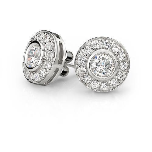 Round Brilliant halo stud earrings with 1.9 carats* of diamond simulants in sterling silver