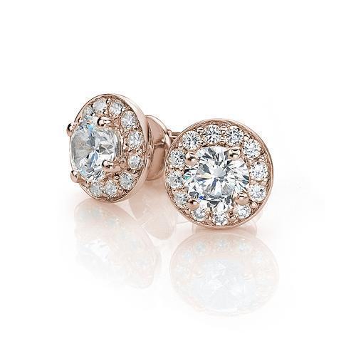 Round Brilliant stud earrings with 1.4 carats* of diamond simulants in 10 carat rose gold