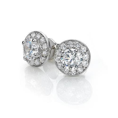 Round Brilliant stud earrings with 1.4 carats* of diamond simulants in 10 carat white gold