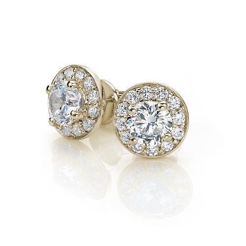 Round Brilliant stud earrings with 1.4 carats* of diamond simulants in 10 carat yellow gold