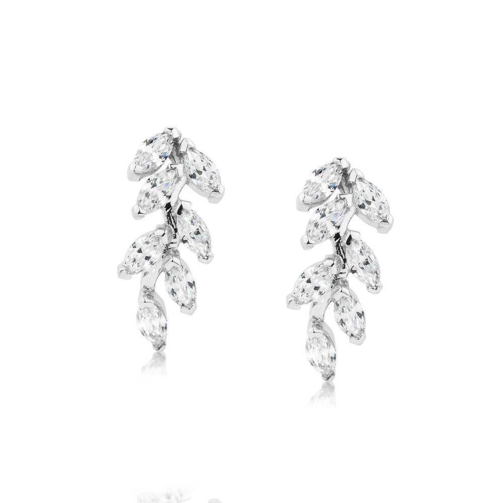 Marquise drop earrings with 1.4 carats* of diamond simulants in 10 carat white gold