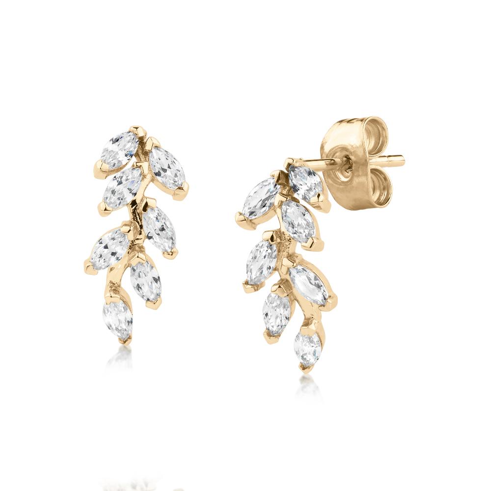 Marquise drop earrings with 1.4 carats* of diamond simulants in 10 carat yellow gold