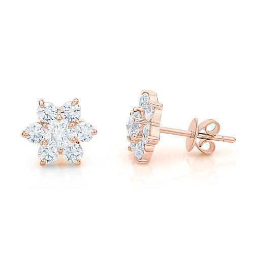 Round Brilliant stud earrings with 1.46 carats* of diamond simulants in 10 carat rose gold