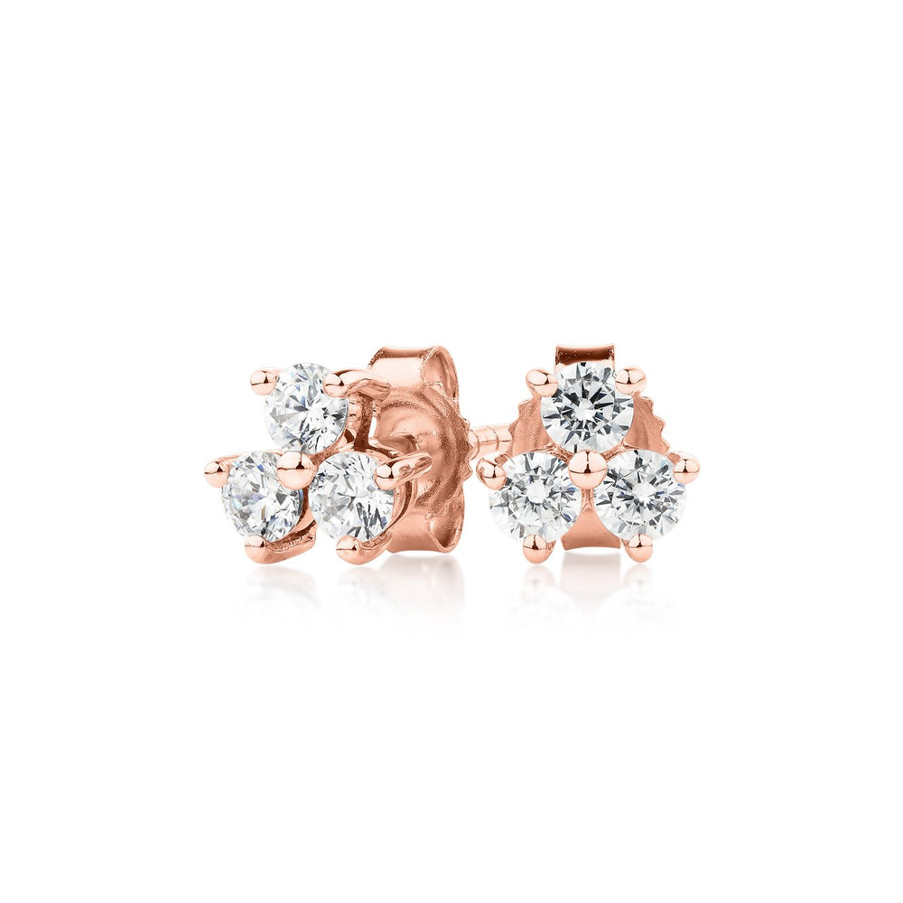 Round Brilliant stud earrings with 0.36 carats* of diamond simulants in 10 carat rose gold