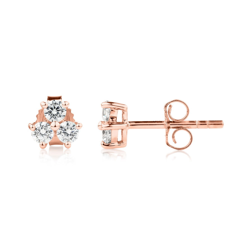 Round Brilliant stud earrings with 0.36 carats* of diamond simulants in 10 carat rose gold
