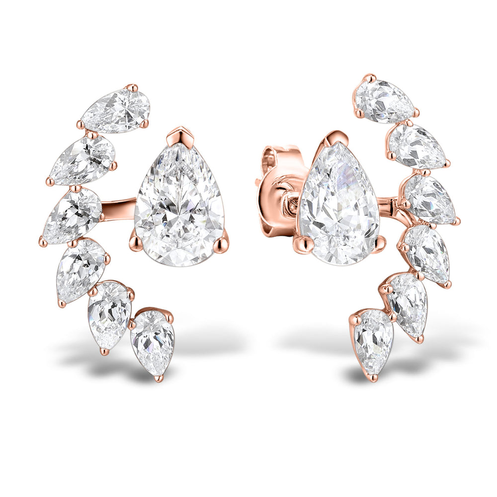 Pear stud earrings with 5.66 carats* of diamond simulants in 10 carat rose gold