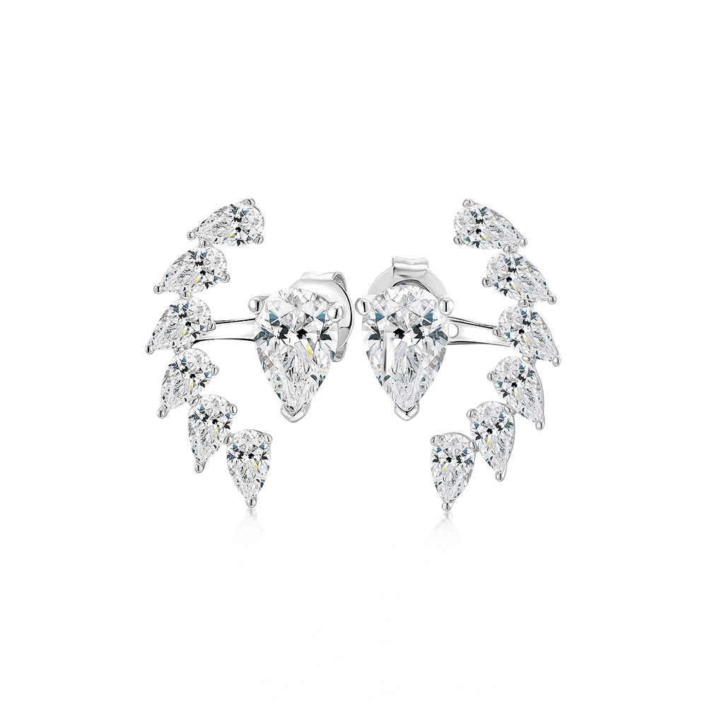 Pear stud earrings with 5.66 carats* of diamond simulants in 10 carat white gold