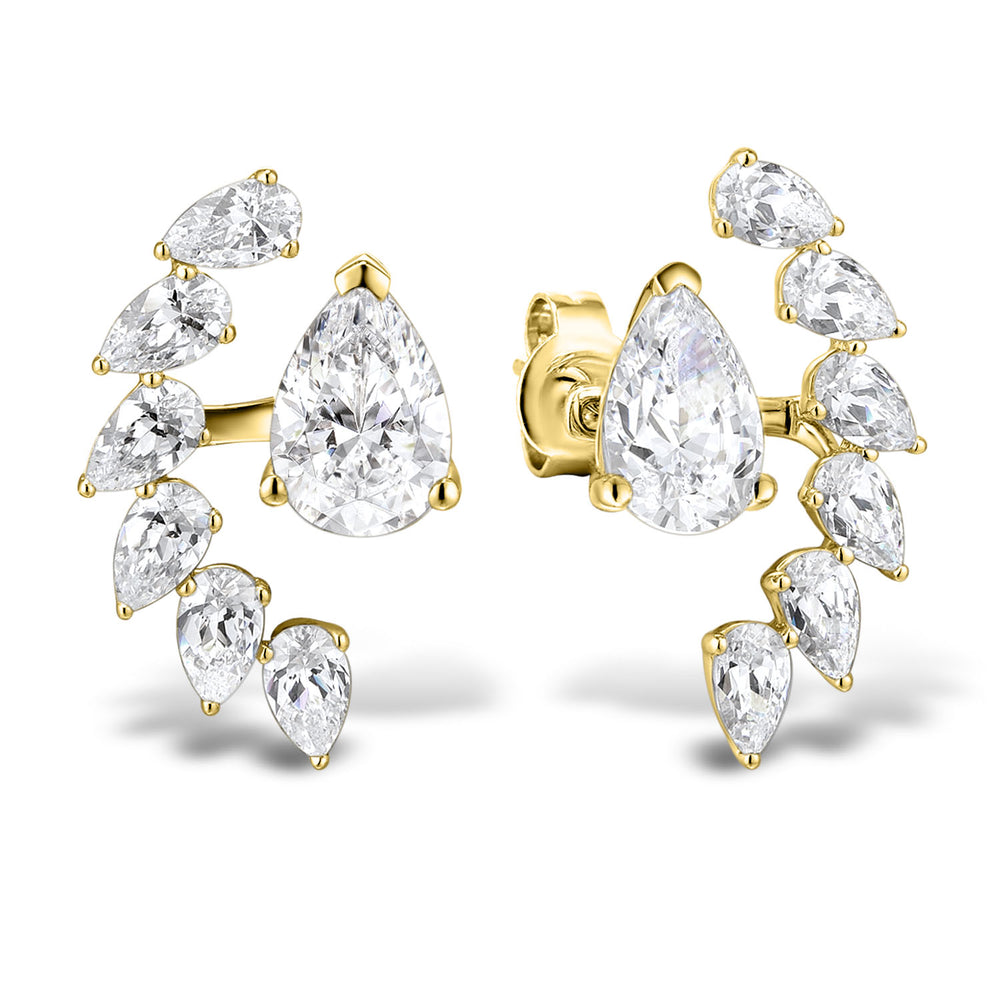 Pear stud earrings with 5.66 carats* of diamond simulants in 10 carat yellow gold