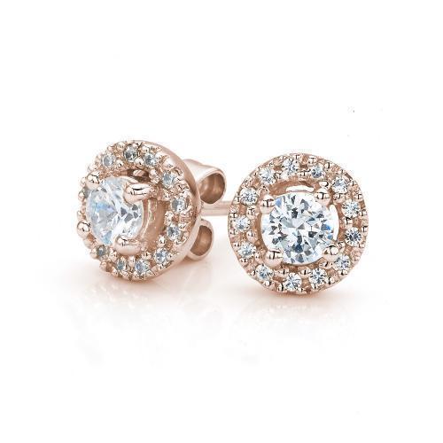 Round Brilliant stud earrings with 0.41 carats* of diamond simulants in 10 carat rose gold