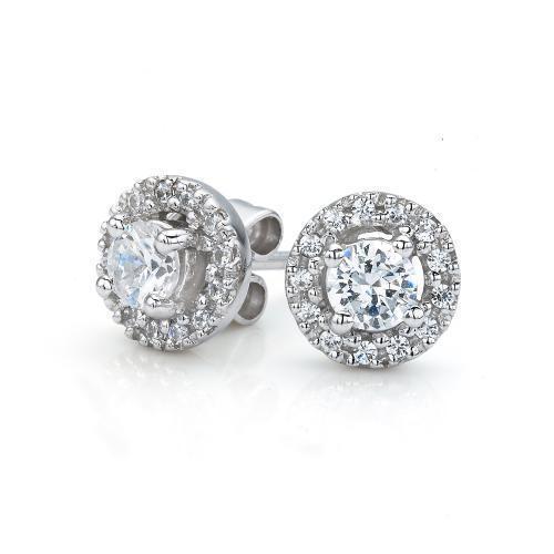 Round Brilliant stud earrings with 0.41 carats* of diamond simulants in 10 carat white gold