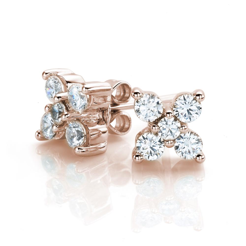 Round Brilliant stud earrings with 0.54 carats* of diamond simulants in 10 carat rose gold
