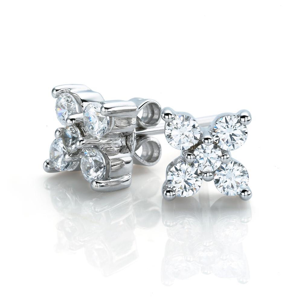 Round Brilliant stud earrings with 0.54 carats* of diamond simulants in 10 carat white gold
