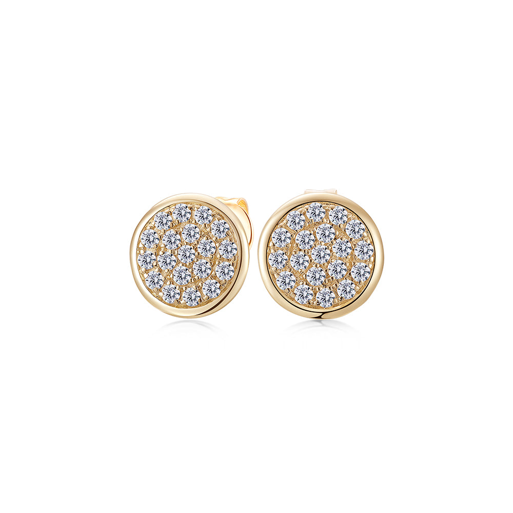 Round Brilliant stud earrings with 0.57 carats* of diamond simulants in 10 carat yellow gold