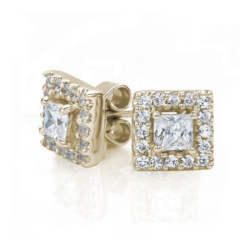 Contemporary Princess Stud Earrings in Yellow Gold
