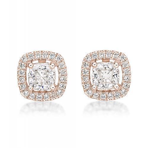 Cushion and Round Brilliant stud earrings with 1.19 carats* of diamond simulants in 10 carat rose gold