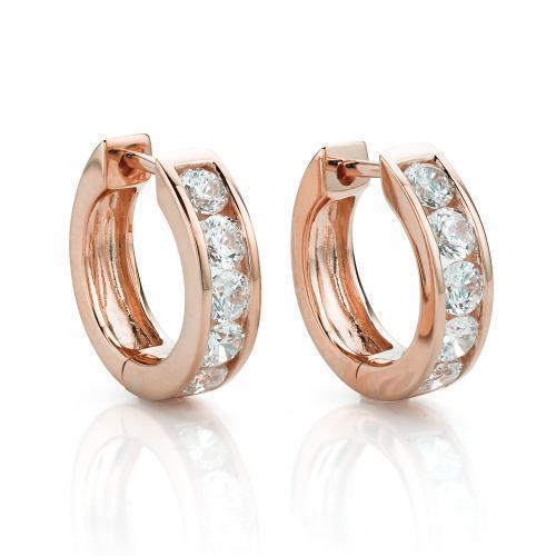 Round Brilliant hoop earrings with 1.32 carats* of diamond simulants in 10 carat rose gold
