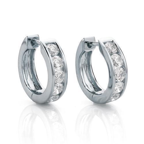 Round Brilliant hoop earrings with 1.32 carats* of diamond simulants in 10 carat white gold
