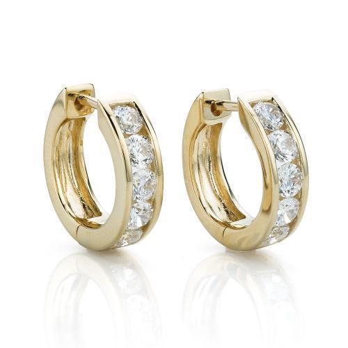 Round Brilliant hoop earrings with 1.32 carats* of diamond simulants in 10 carat yellow gold