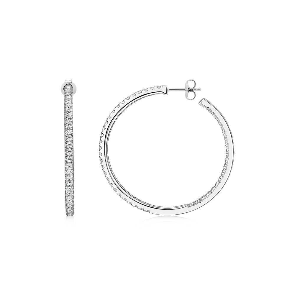Round Brilliant hoop earrings with 2.82 carats* of diamond simulants in sterling silver