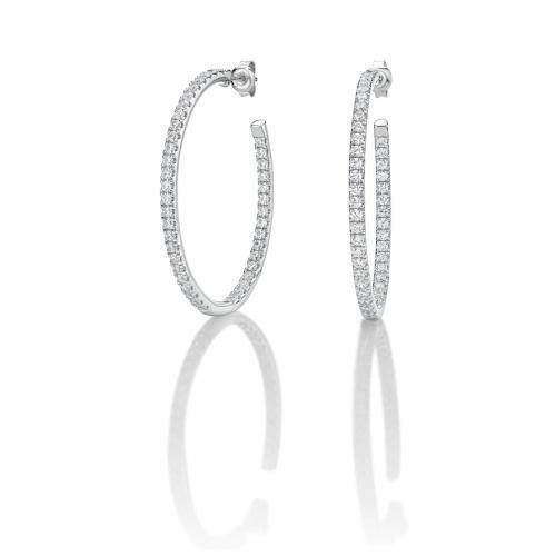 Round Brilliant hoop earrings with 2.6 carats* of diamond simulants in sterling silver