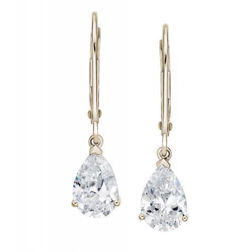 Pear drop earrings with 2 carats* of diamond simulants in 10 carat yellow gold