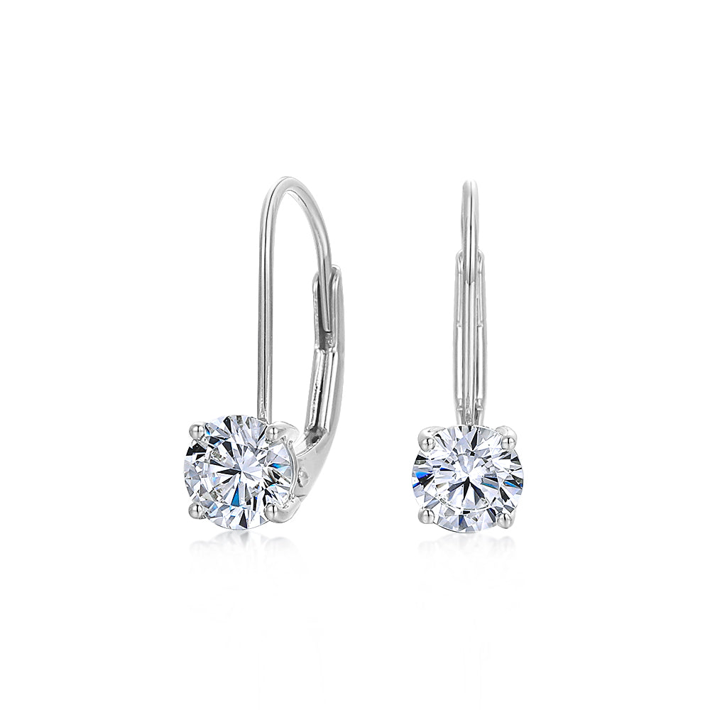 Round Brilliant drop earrings with 1 carat* of diamond simulants in 10 carat white gold