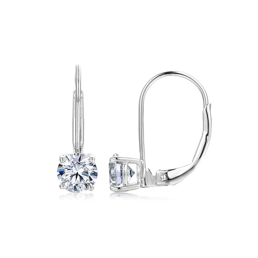 Round Brilliant drop earrings with 1 carat* of diamond simulants in 10 carat white gold