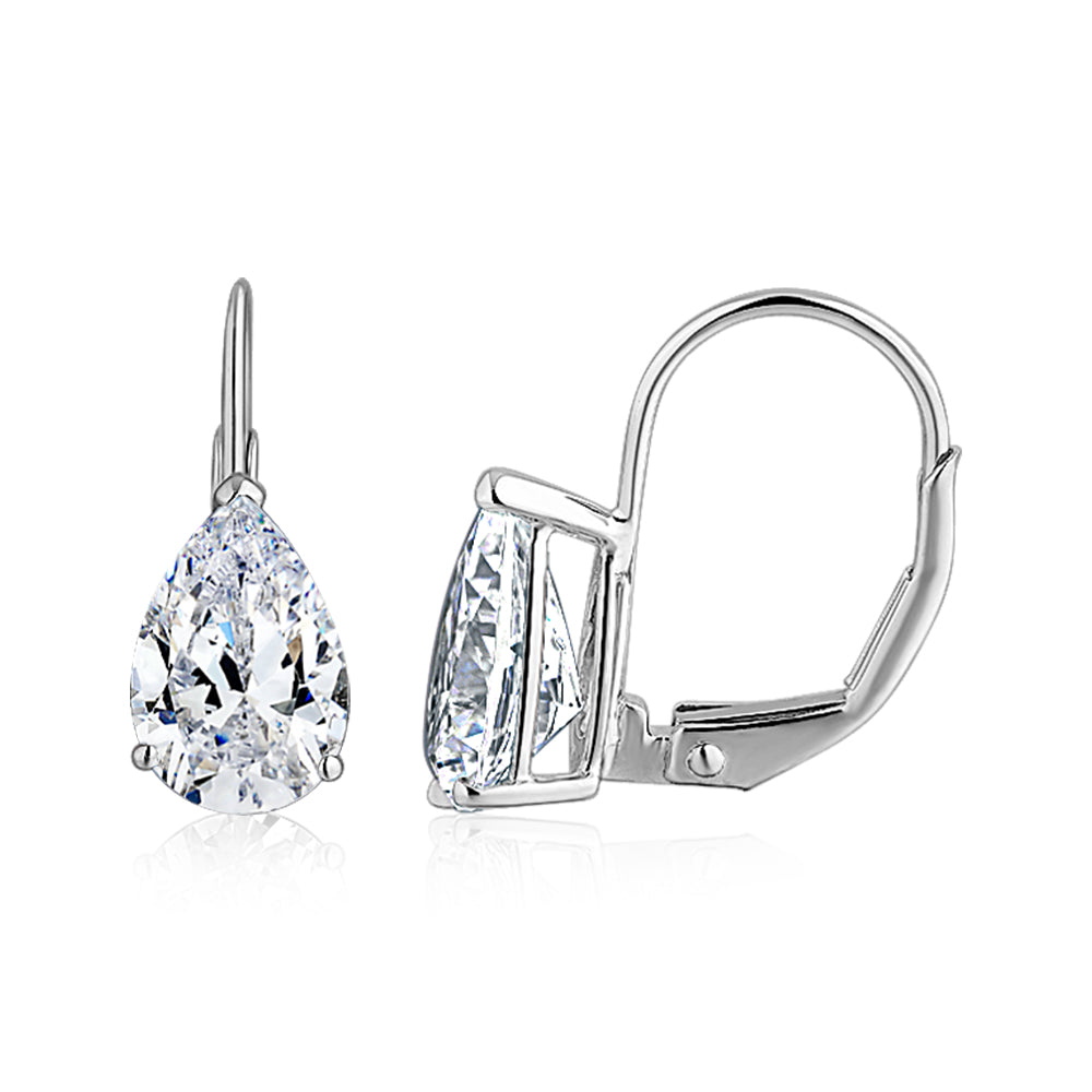 Pear drop earrings with 2 carats* of diamond simulants in 10 carat white gold