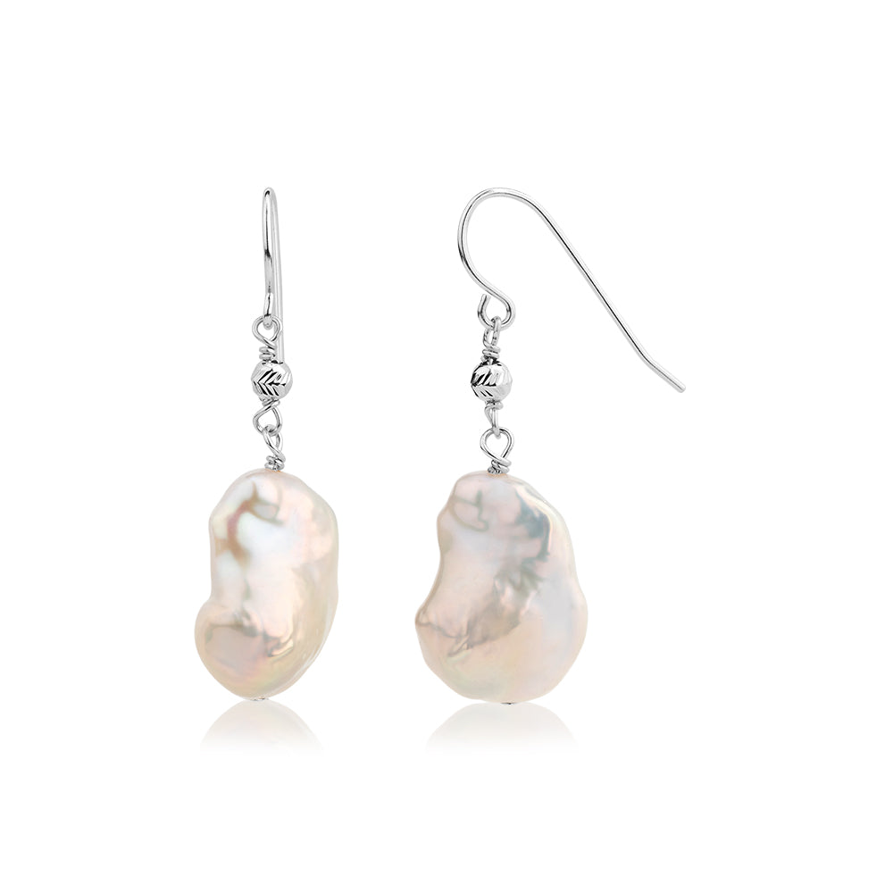 Cultured freshwater pearl drop earrings in sterling silver