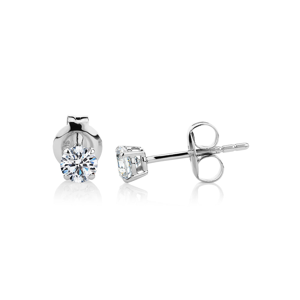 Round Brilliant stud earrings with 0.5 carats* of diamond simulants in 10 carat white gold