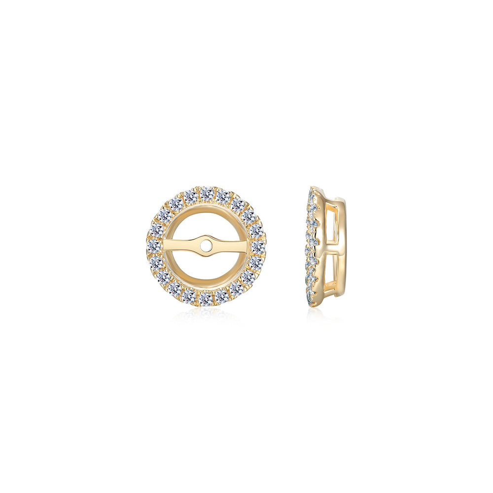 Round Brilliant Halo earring enhancer with 0.4 carats* of diamond simulants in 10 carat yellow gold