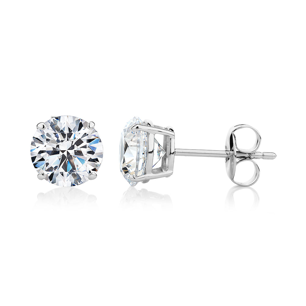 Round Brilliant stud earrings with 3 carats* of diamond simulants in 10 carat white gold