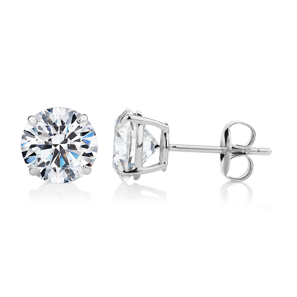 Round Brilliant stud earrings with 4 carats* of diamond simulants in 10 carat white gold