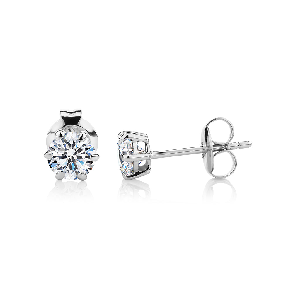 Round Brilliant stud earrings with 1 carat* of diamond simulants in 10 carat white gold