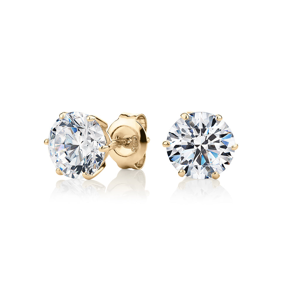 Round Brilliant stud earrings with carats* of diamond simulants