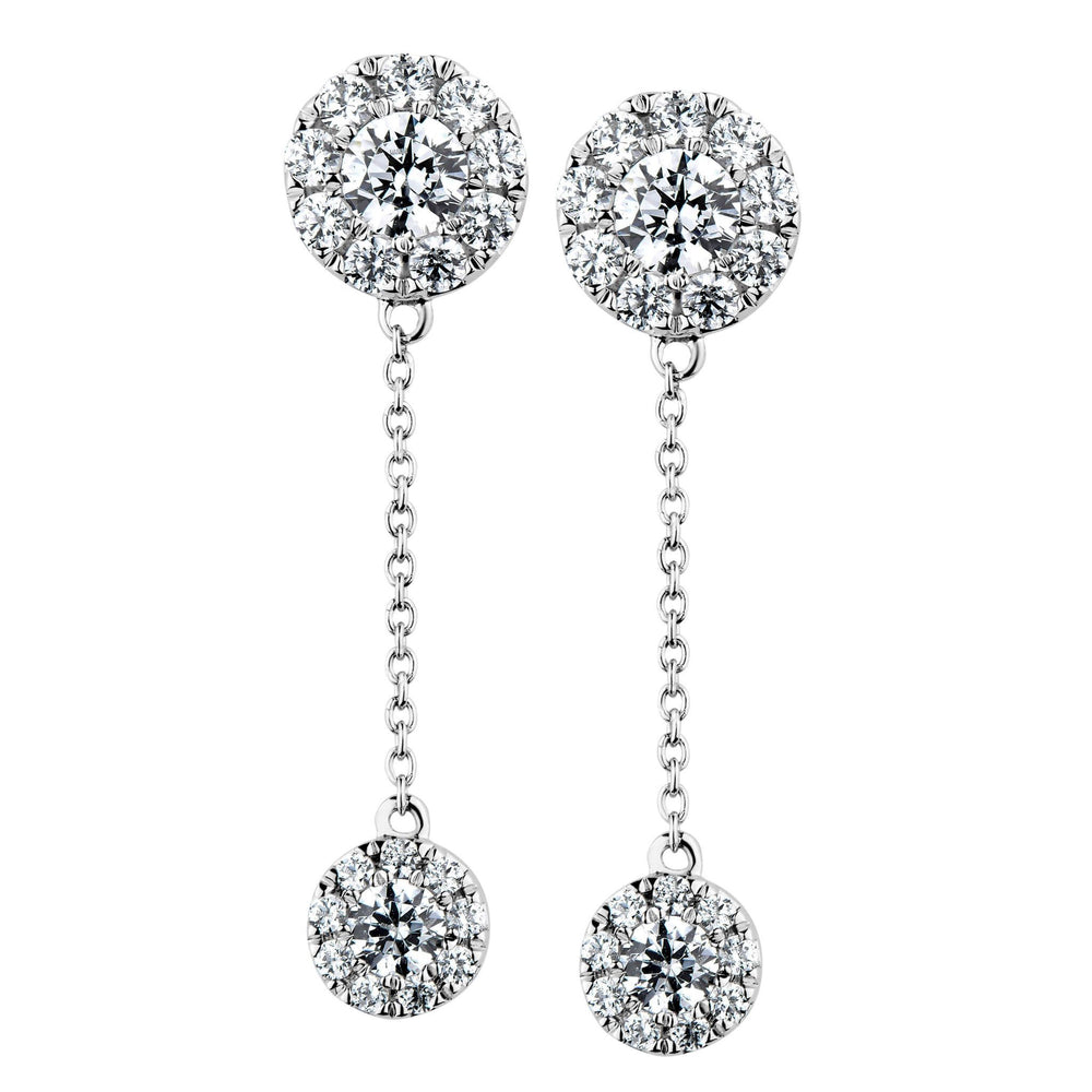 Celeste Round Brilliant drop earrings with 0.76 carats* of diamond simulants in 10 carat white gold