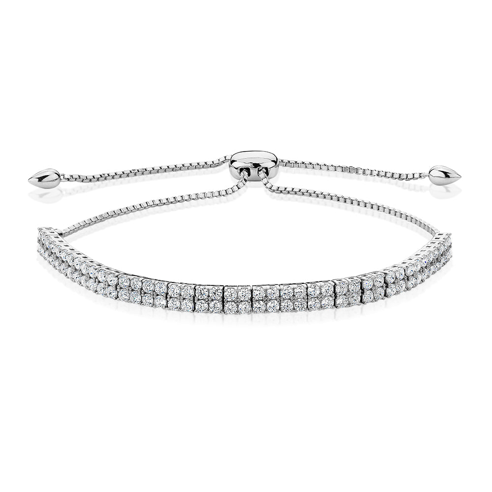 Slider bracelet with 2.52 carats* of diamond simulants in sterling silver