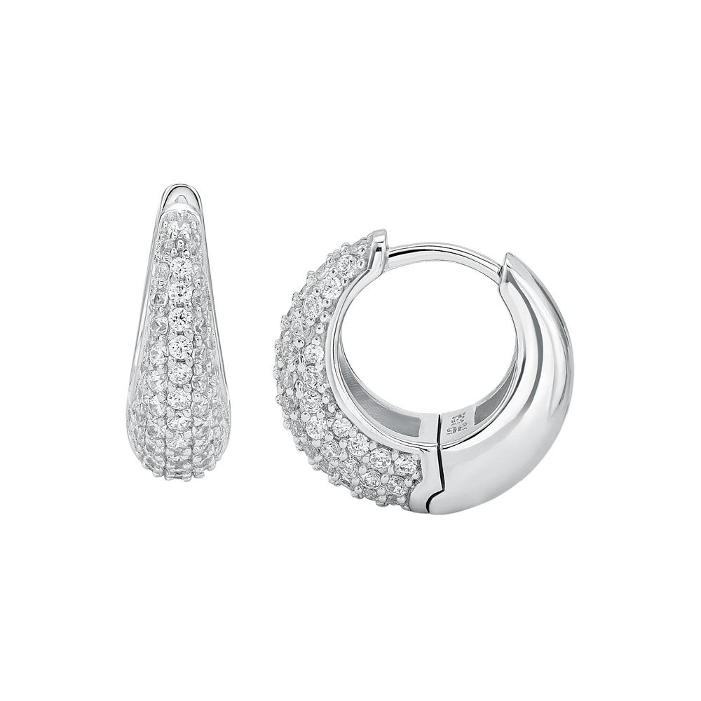 Round Brilliant hoop earrings with 1.24 carats* of diamond simulants in sterling silver