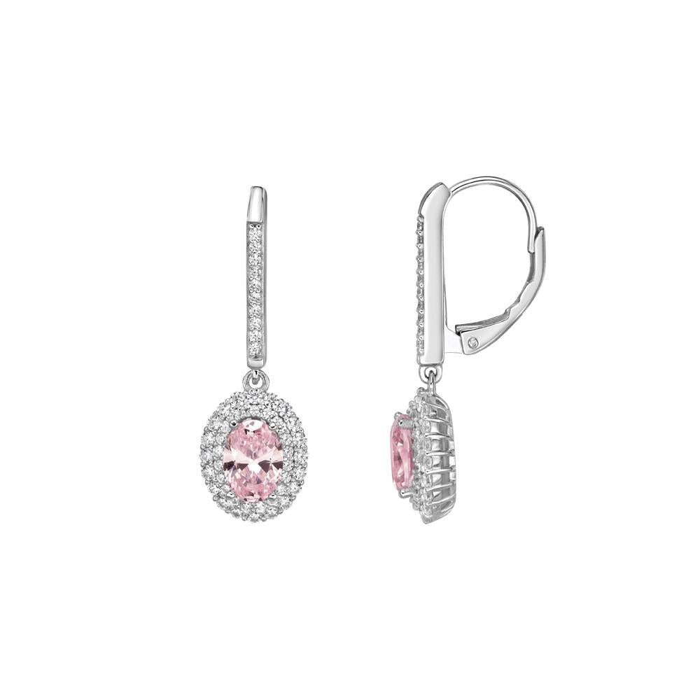 Oval and Round Brilliant drop earrings with 2.22 carats* of diamond simulants in sterling silver