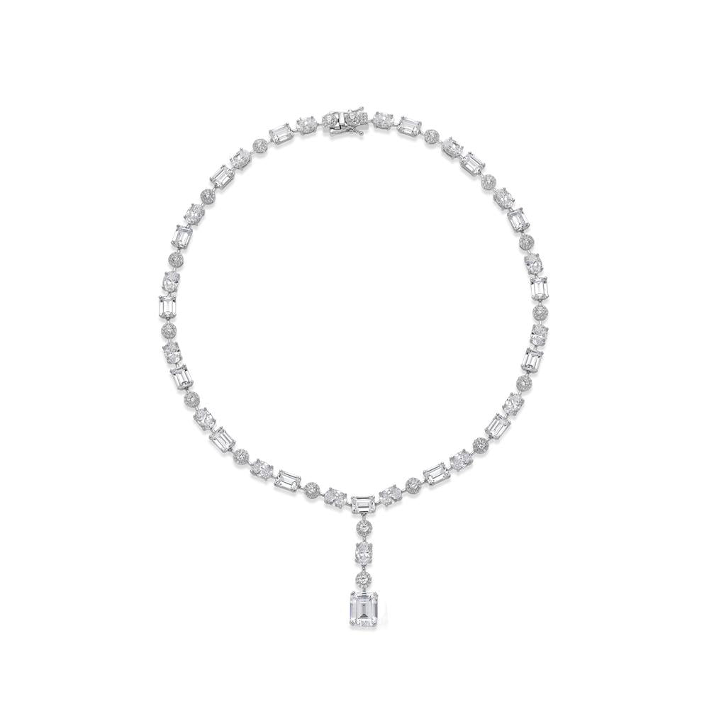 Sophia  Statement necklace with 42.89 carats* of diamond simulants in sterling silver