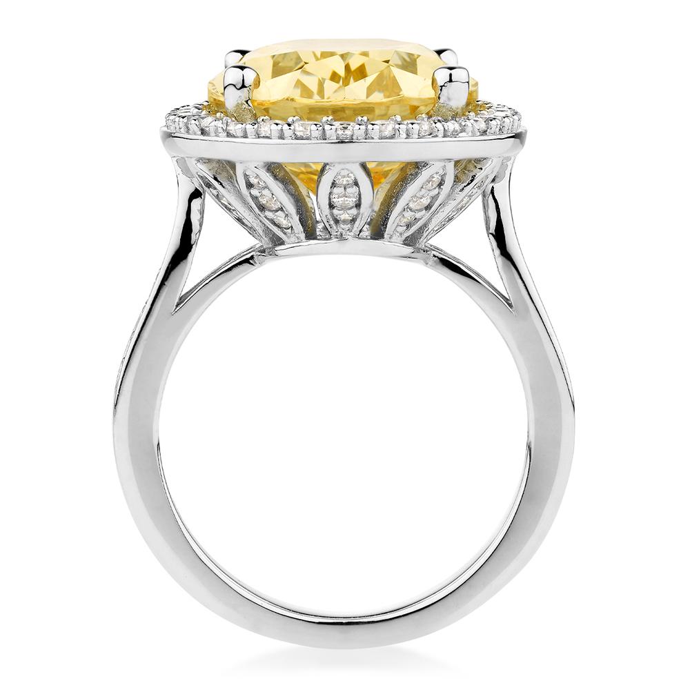 Dress ring with 10.1 carats* of diamond simulants in sterling silver
